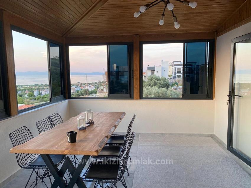 Freistehende Villa Mit 3+1 Schlafzimmern, Meerblick Und Pool In Seferihisar Doğanbey Zu Verkaufen