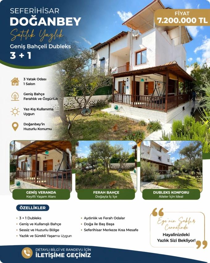 Для Продажи Летний 3+1 в Cumhuriyet Seferihisar Doğanbey - 160 m²