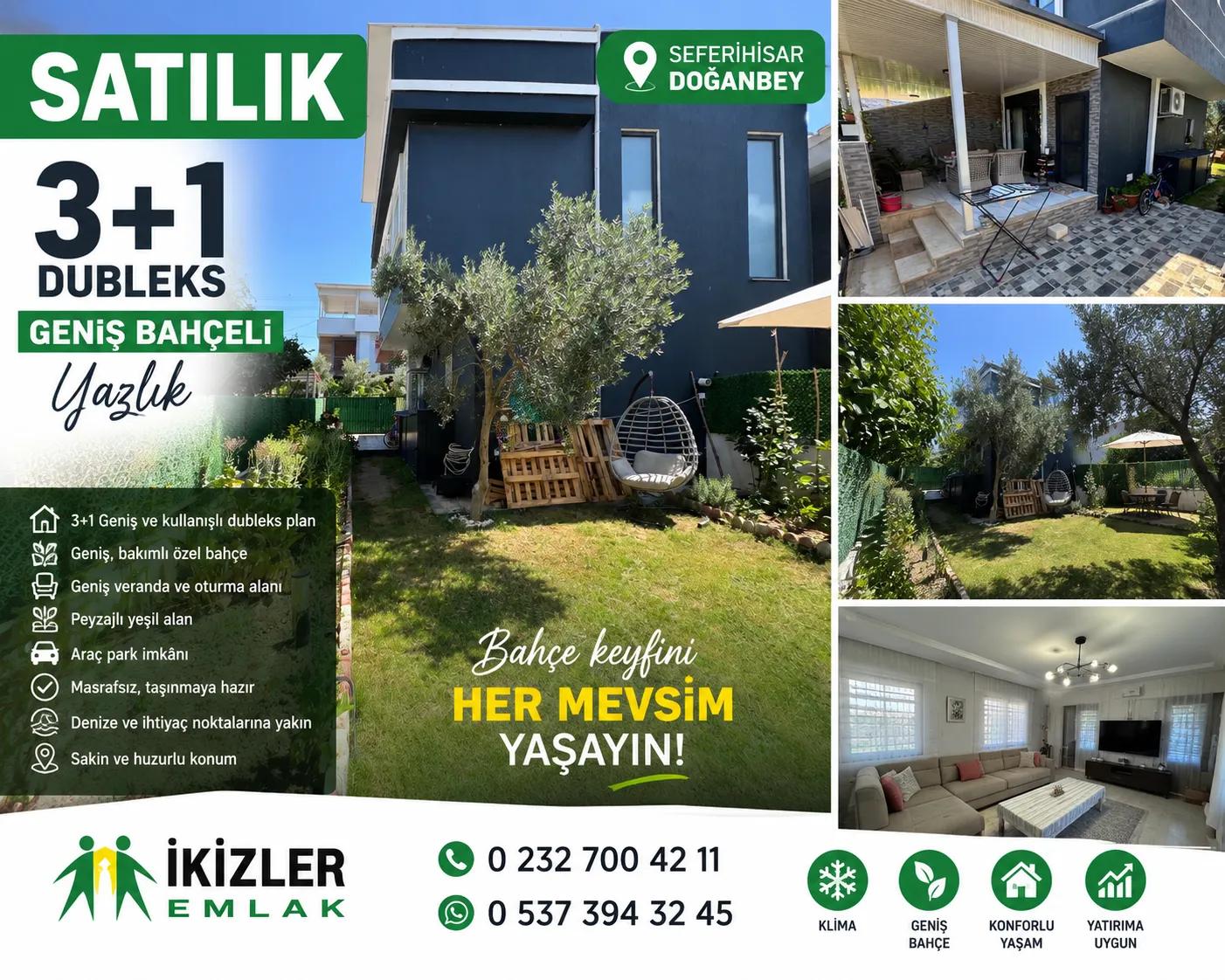 Seferihisar Doğanbey’de satılık 3+1 geniş bahçeli dubleks yazlık