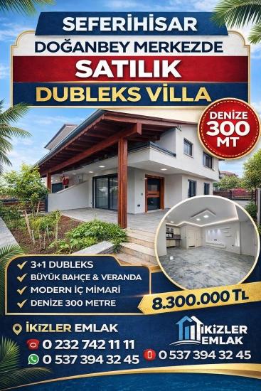 Seferihisar Doğanbey Merkezde Satılık 3 + 1 Dublex Villa
